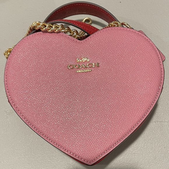 VALENTINES Brand New Coach Crossbody Heart Purse in Colorblock Pink and Red - Picture 1 of 6